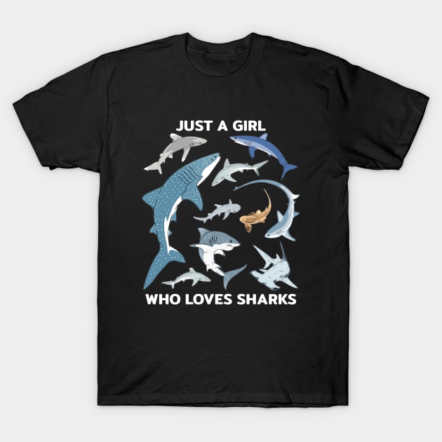 Just a girl who loves sharks T-Shirt by NicGrayTees